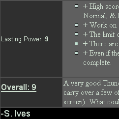 Criteria - Ratings and reasons